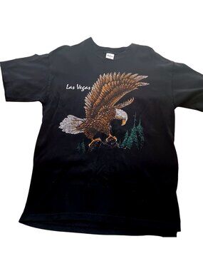 True Vintage T-Shirt Large 90's Biker Murina Las Vegas Bald Eagle Cotton USA